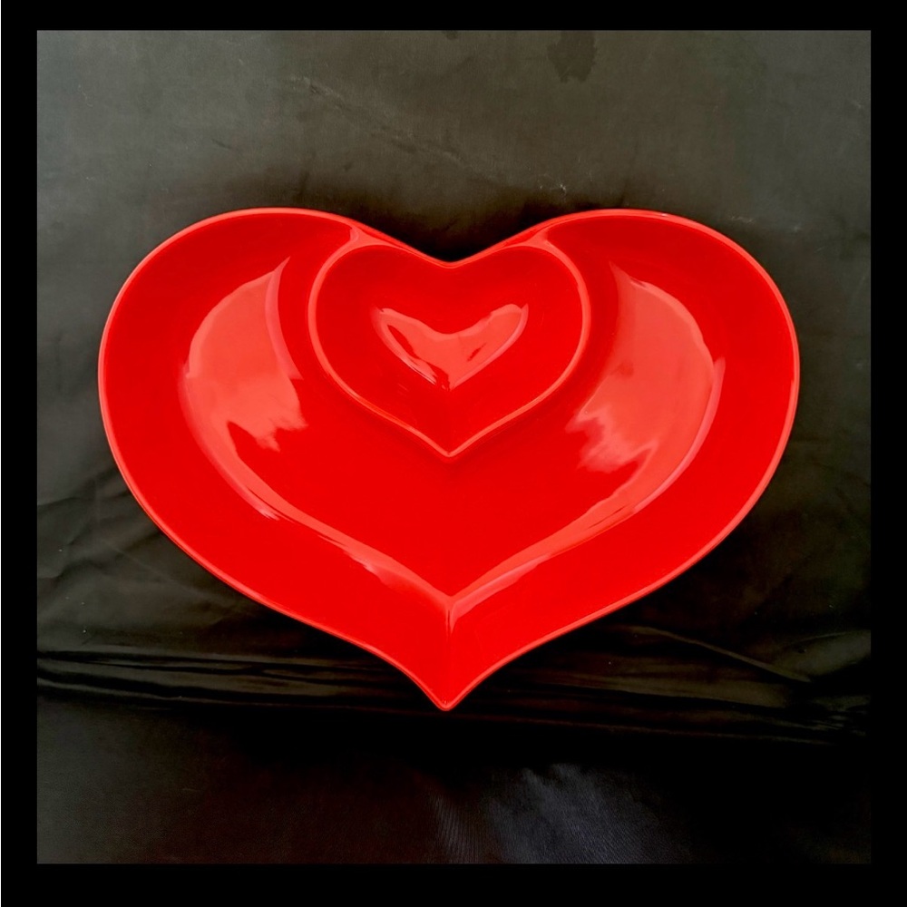 Brandani RED Heart Shaped Porcelain Appetizer Bowl 11in Valentines Day New - Picture 3 of 5